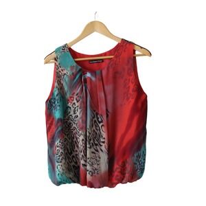 Madison Paige Coral/Teal Sleveless Top Womens Size M